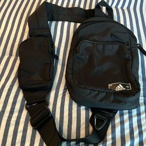 Black Sling Medium Adidas backpack with cellphone holder